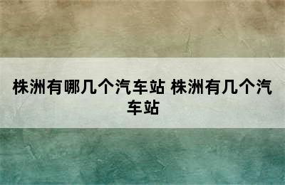 株洲有哪几个汽车站 株洲有几个汽车站